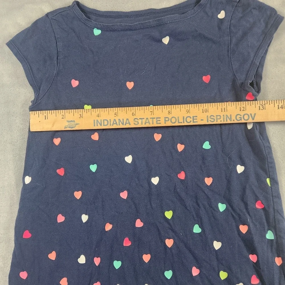 Lands End Heart print Blue Kids Dress size‎ 7/8 100% cotton knee length Classic